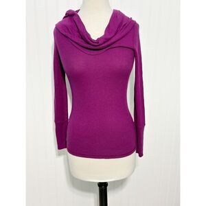 A New Approach ANA Women's Waffle‎ Knit Cowl Neck Long Sleeve Sweater Purple XS